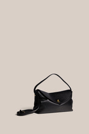 Sloane Large Black Leather Top Handle Crossbody