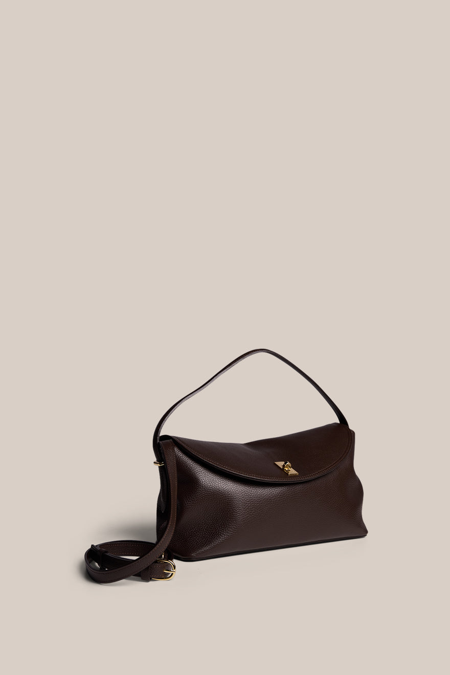 Sloane Large Dark Chocolate Leather Top Handle Crossbody