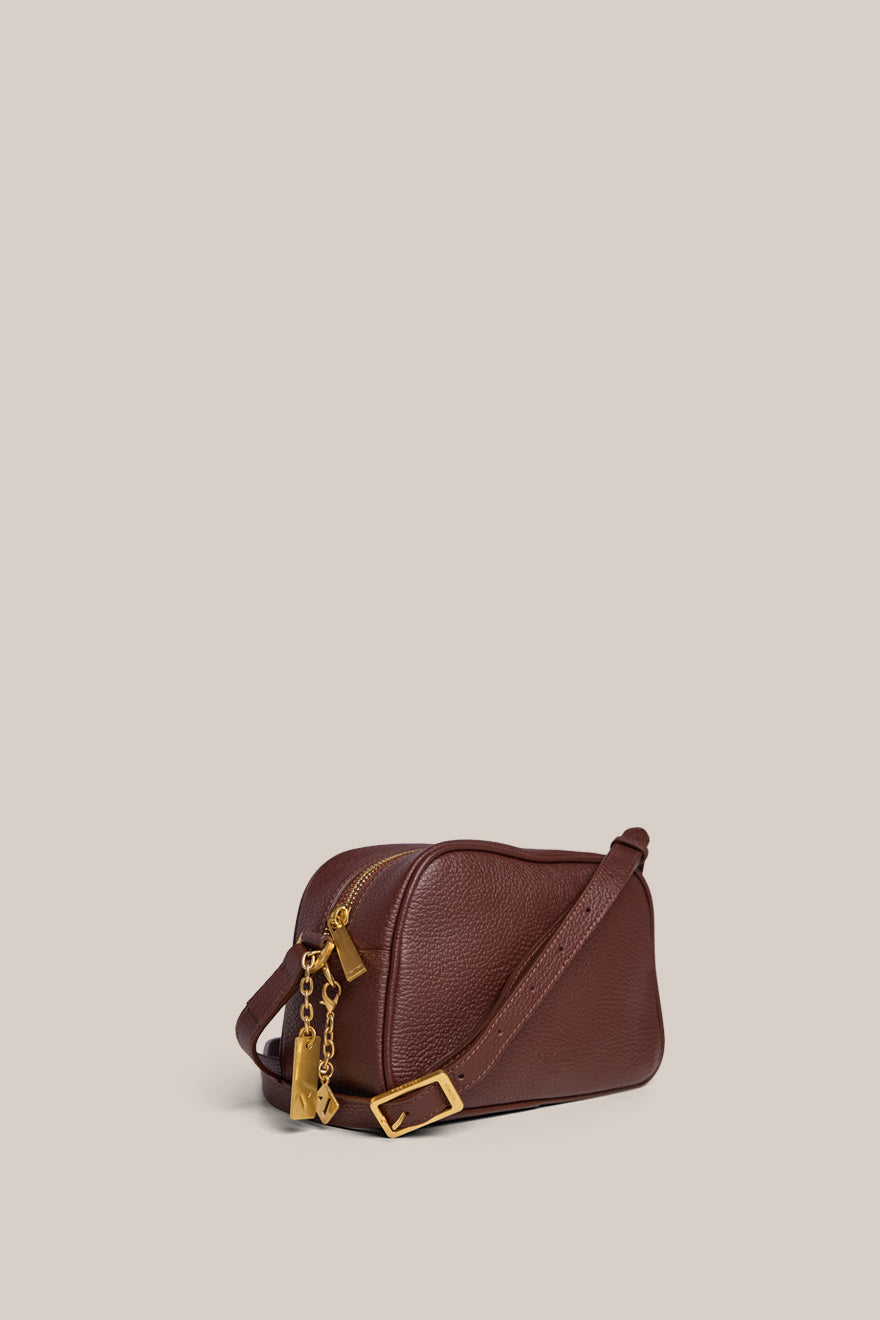 Vera Mahogany Camera Crossbody Bag
