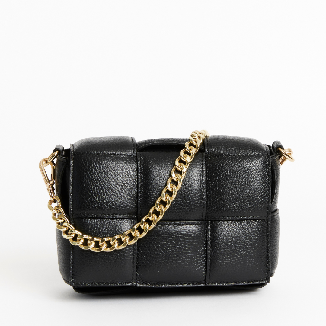 Margot Black Leather Woven Bag – VESTIRSI