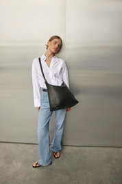 Harper Large Black Leather Hobo