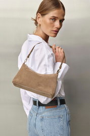 Ashley Brown Suede Crossbody Bag