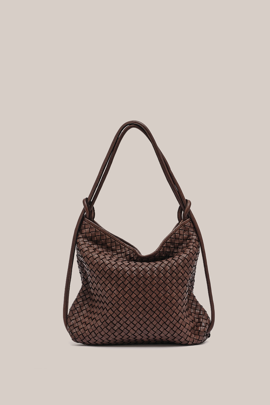 Woven Bella Dark Chocolate 2-in-1 Convertible Backpack Tote