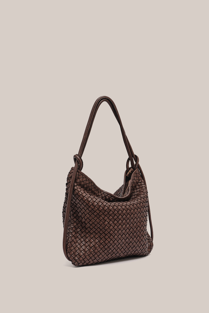 Woven Bella Dark Chocolate 2-in-1 Convertible Backpack Tote