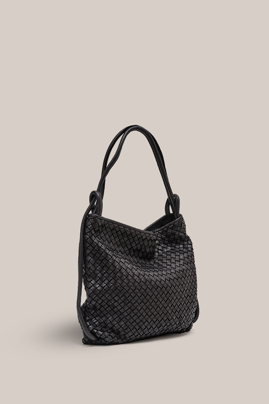 Pre-Order: Woven Bella Black 2-in-1 Convertible Backpack Tote