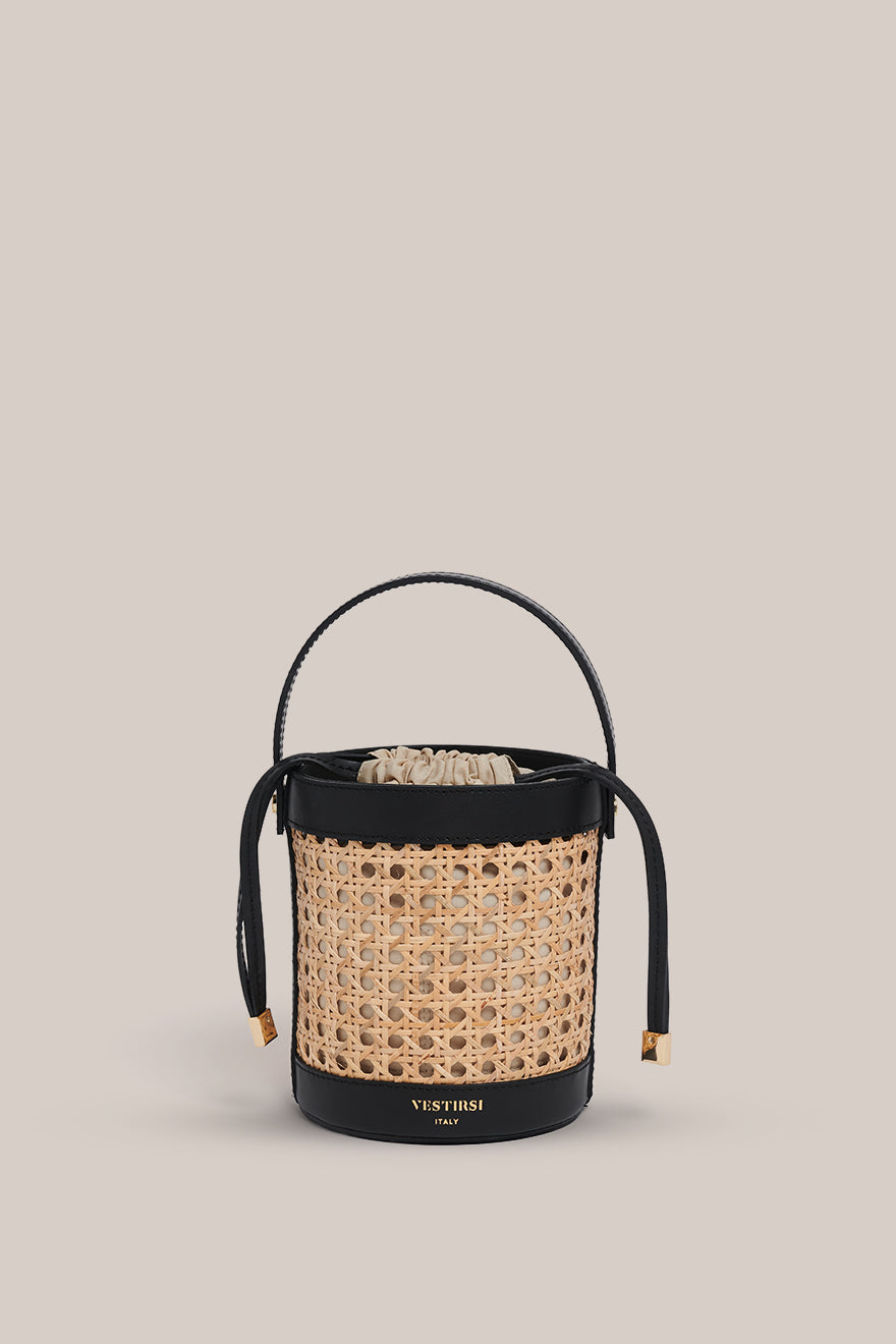 Brittany Black Rattan Bucket Bag – VESTIRSI