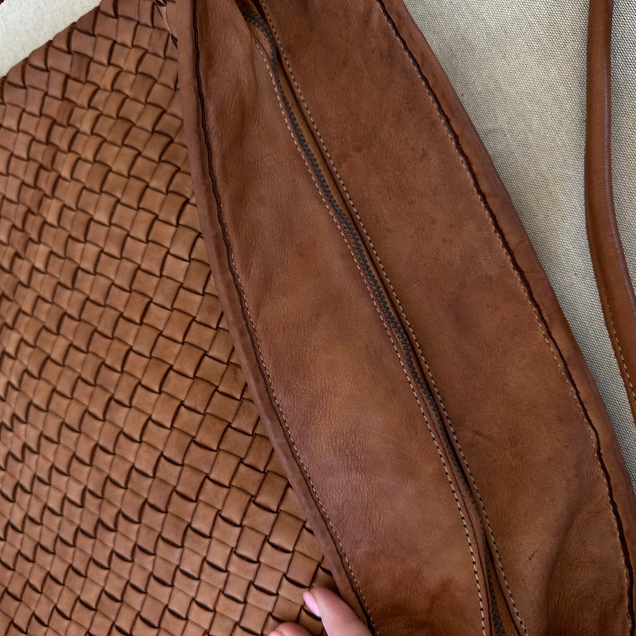 Woven Bella Tan 2-in-1 Convertible Backpack Tote - Slightly Imperfect