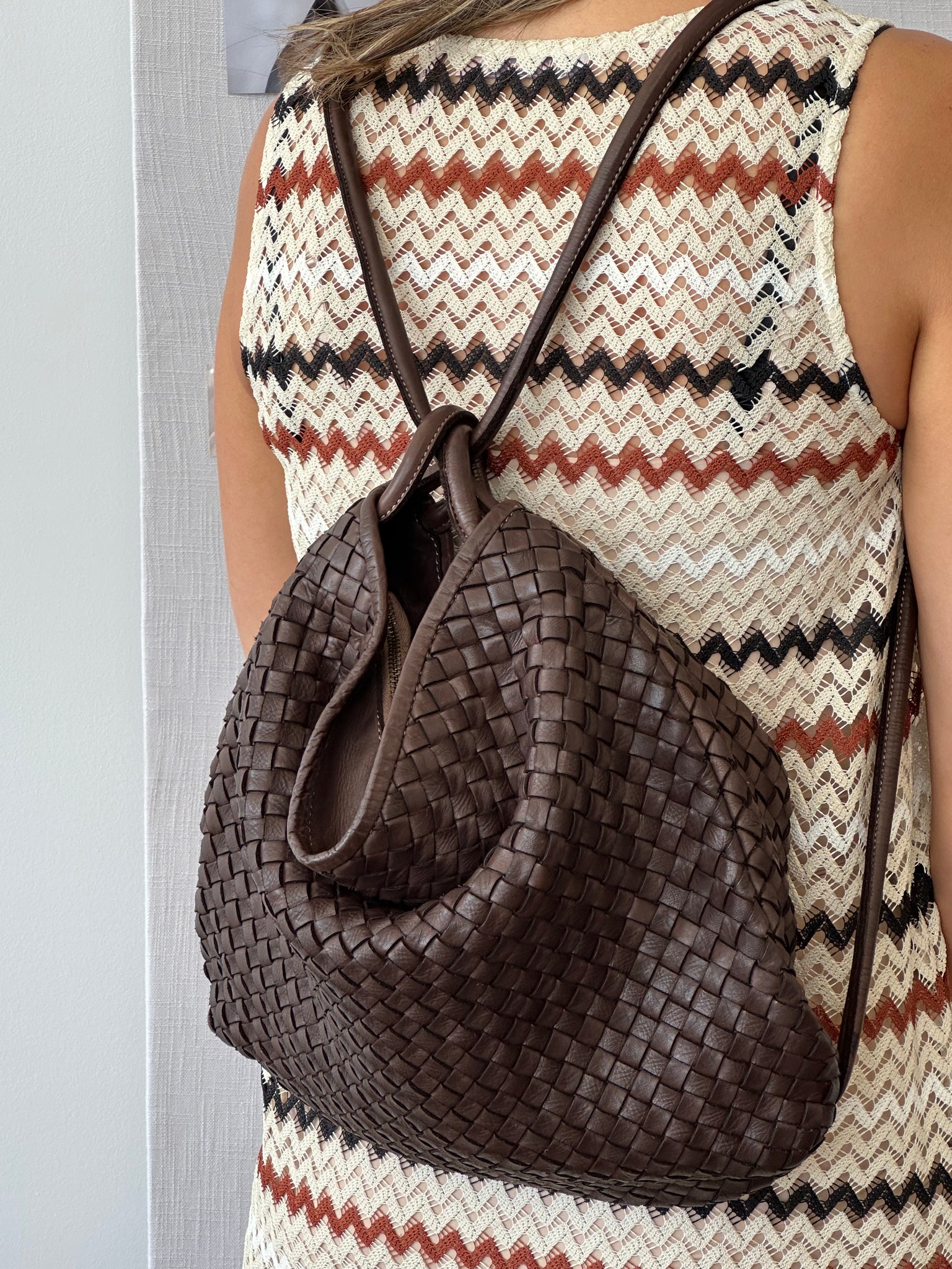 Woven Bella Dark Chocolate 2-in-1 Convertible Backpack Tote