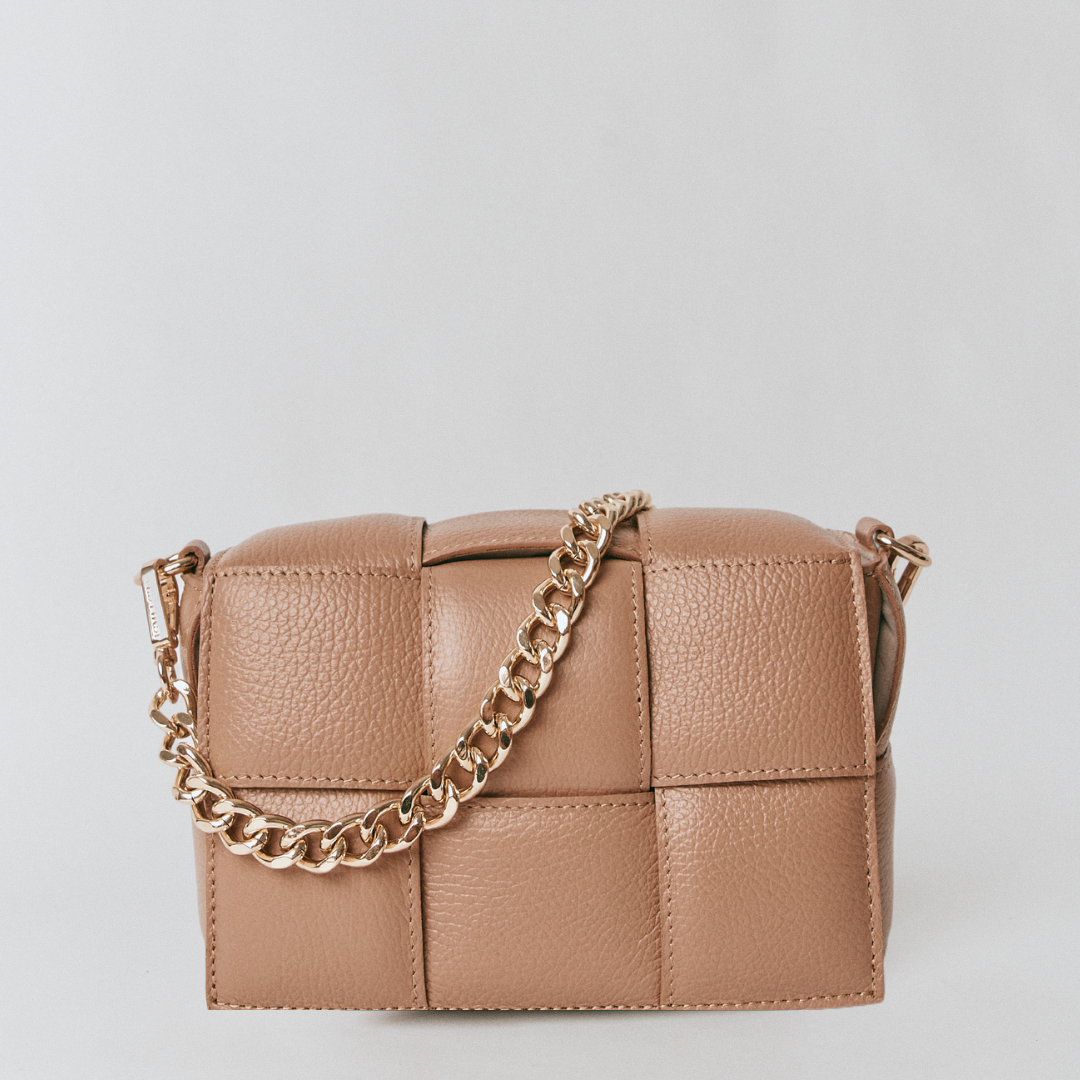 Margot Light Tan Leather Woven Bag – VESTIRSI
