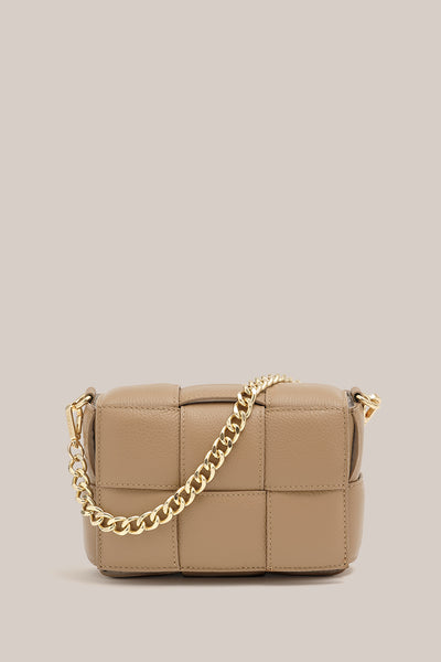 Margot Light Tan Leather Woven Bag VESTIRSI