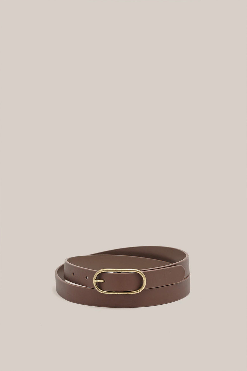 Paris Chocolate Thin Oval Smooth Leather Belt - Slightly Imperfect