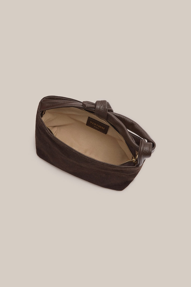 Jess Mini Suede Pouch Dark Chocolate