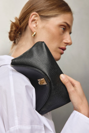 Sloane Mini Black Leather Crossbody Clutch