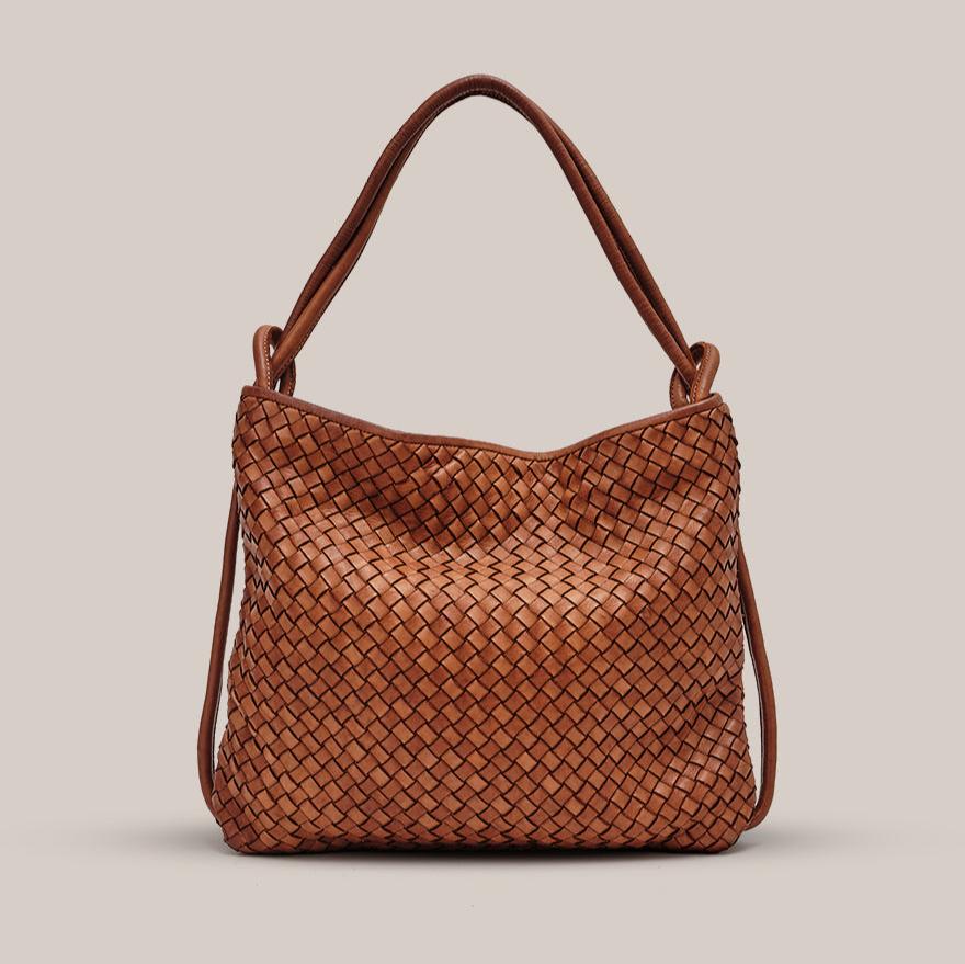 Woven Bella Tan 2-in-1 Convertible Backpack Tote - Slightly Imperfect