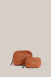 Leather Tan Cosmetic Pouch Duo - VESTIRSI