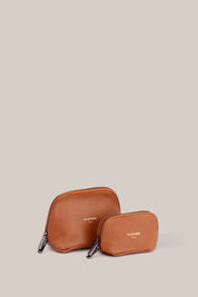 Leather Tan Cosmetic Pouch Duo - VESTIRSI