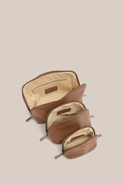 Leather Milk Chocolate Cosmetic Pouch Trio