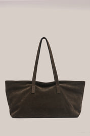 Mia Dark Chocolate Suede East West Slouchy Tote - Slightly Imperfect