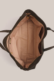 Mia Dark Chocolate Suede East West Slouchy Tote - Slightly Imperfect