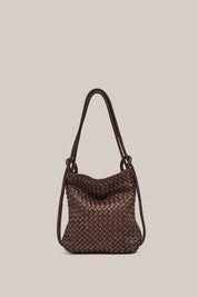 Mini Woven Bella Dark Chocolate 2-in-1 Convertible Backpack Tote - Slightly Imperfect
