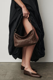 Elena Woven Shoulder Bag Chocolate