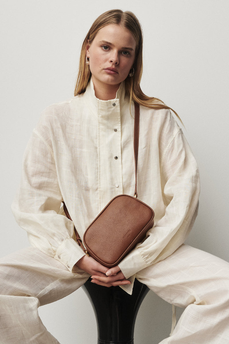 Vera Cognac Camera Crossbody Bag