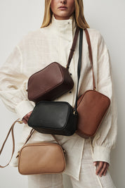 Vera Cognac Camera Crossbody Bag