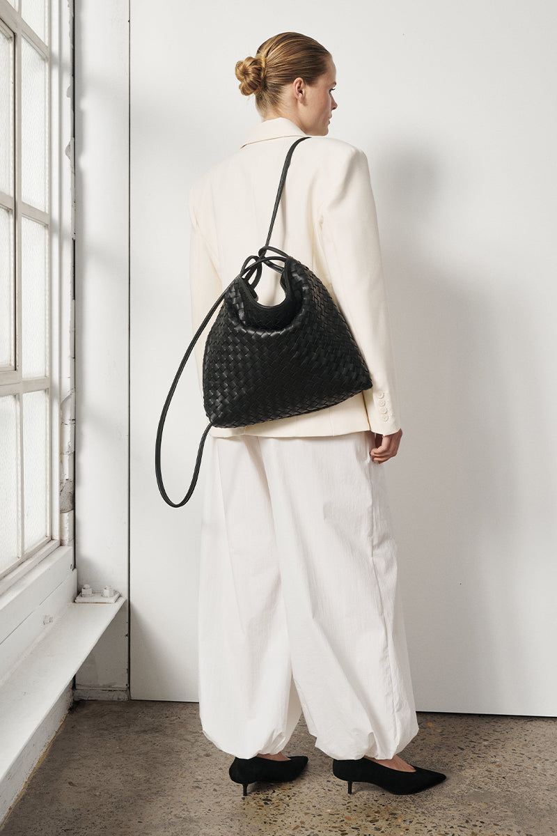 Woven Bella Convertible Backpack Black