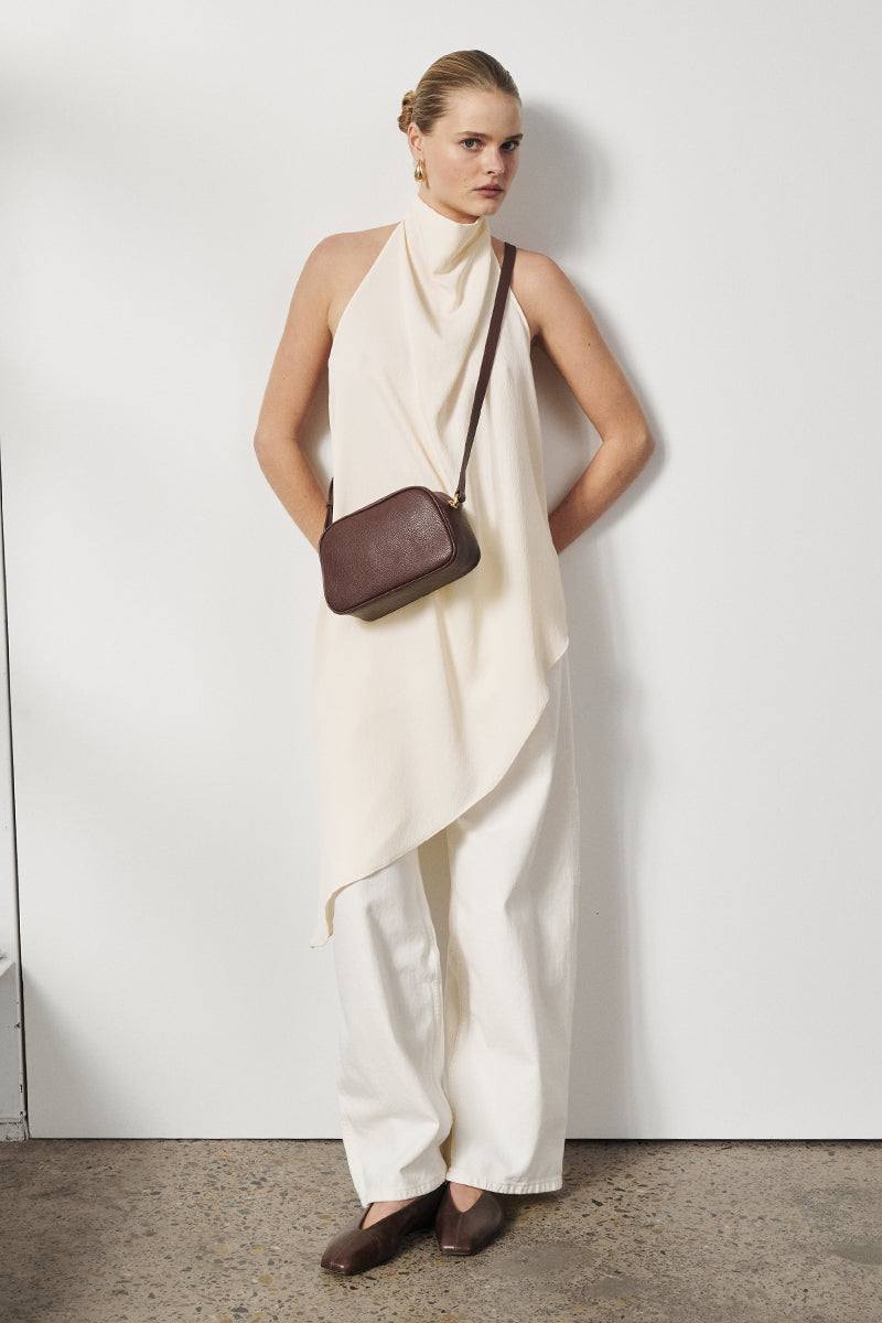 Vera Mahogany Camera Crossbody Bag