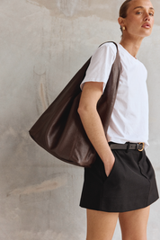 Scarlett 2.0 - Slouchy Italian Leather Hobo bag in Dark Chocolate
