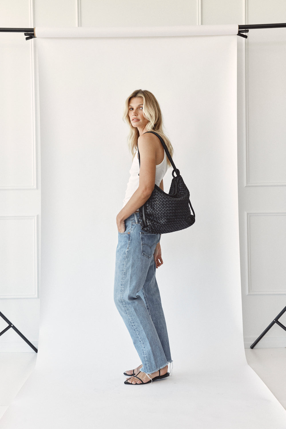 Woven Bella Black 2-in-1 Convertible Backpack Tote - Slightly Imperfect