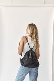 Woven Bella Black 2-in-1 Convertible Backpack Tote - Slightly Imperfect