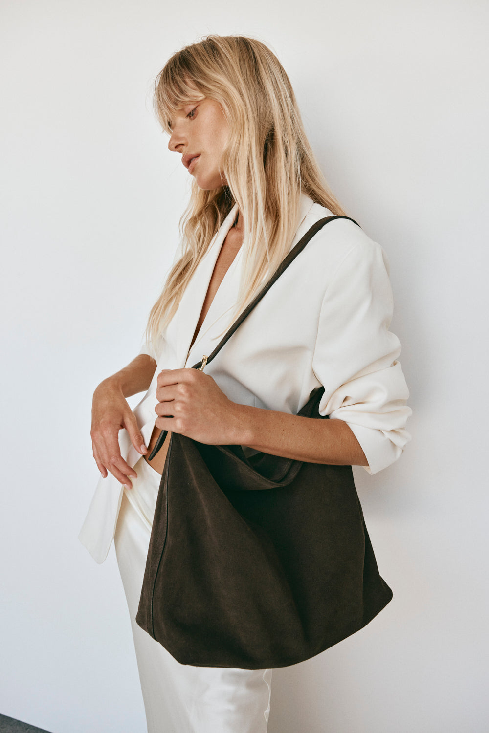 Savannah Dark Chocolate Suede Hobo Bag - Slightly Imperfect