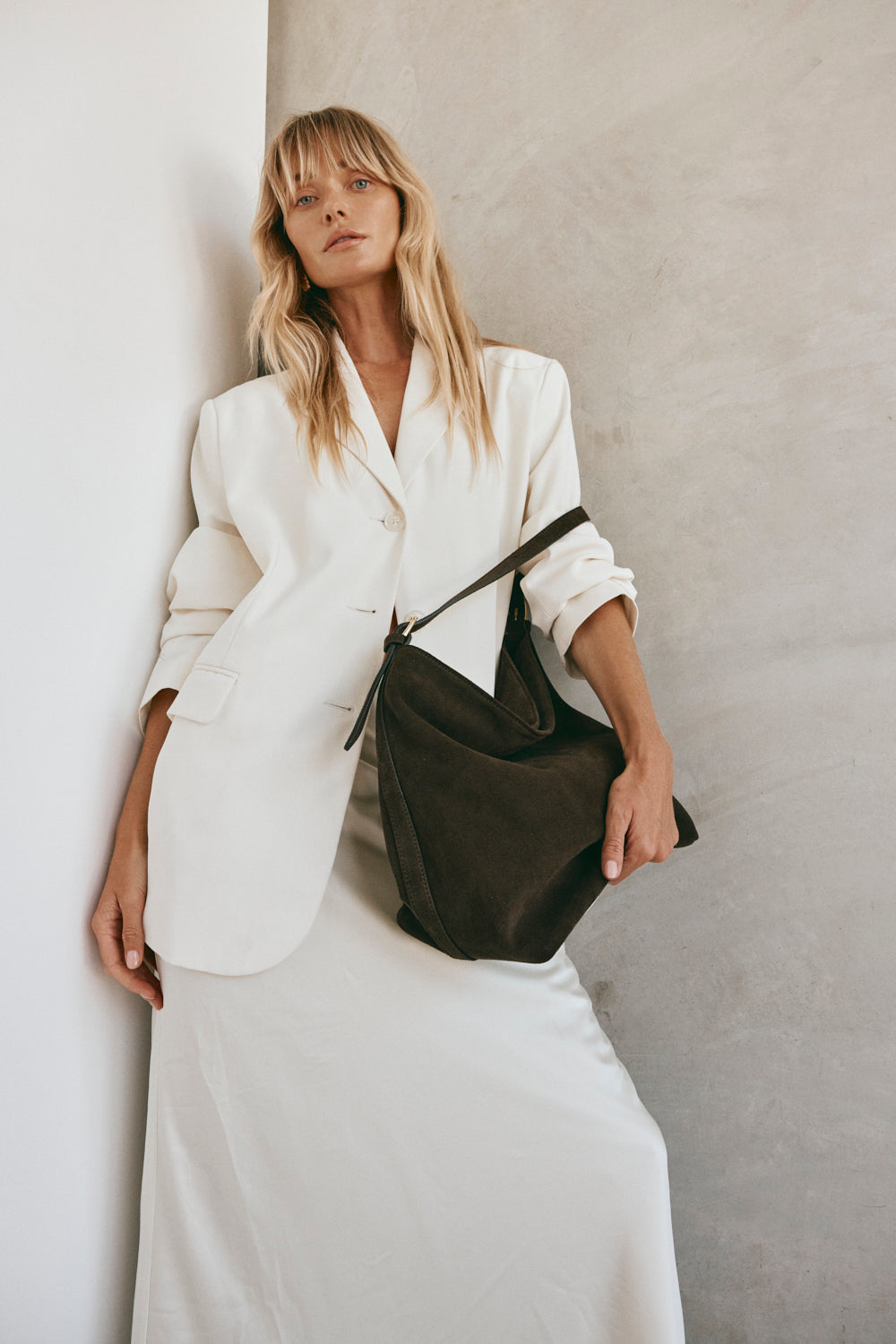 Savannah Dark Chocolate Suede Hobo Bag - Slightly Imperfect