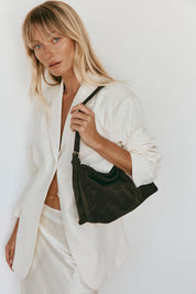 Eden Dark Chocolate Suede Shoulder Bag - Slightly Imperfect