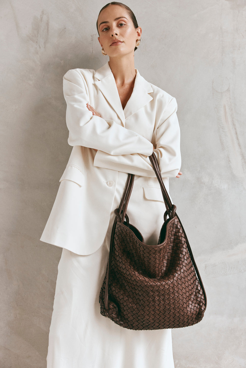 Woven Bella Dark Chocolate 2-in-1 Convertible Backpack Tote - Slightly Imperfect