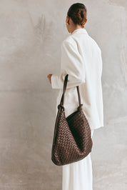 Woven Bella Dark Chocolate 2-in-1 Convertible Backpack Tote - Slightly Imperfect