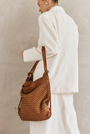 Woven Bella Tan 2-in-1 Convertible Backpack Tote - Slightly Imperfect