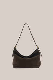 Eden Dark Chocolate Suede Shoulder Bag - Slightly Imperfect