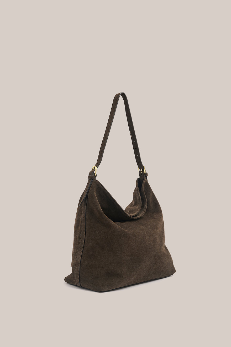Savannah Dark Chocolate Suede Hobo Bag - Slightly Imperfect