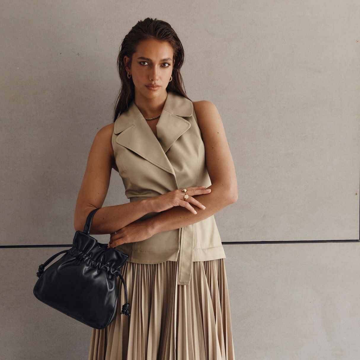 Gabrielle Green Woven Leather Bag – VESTIRSI